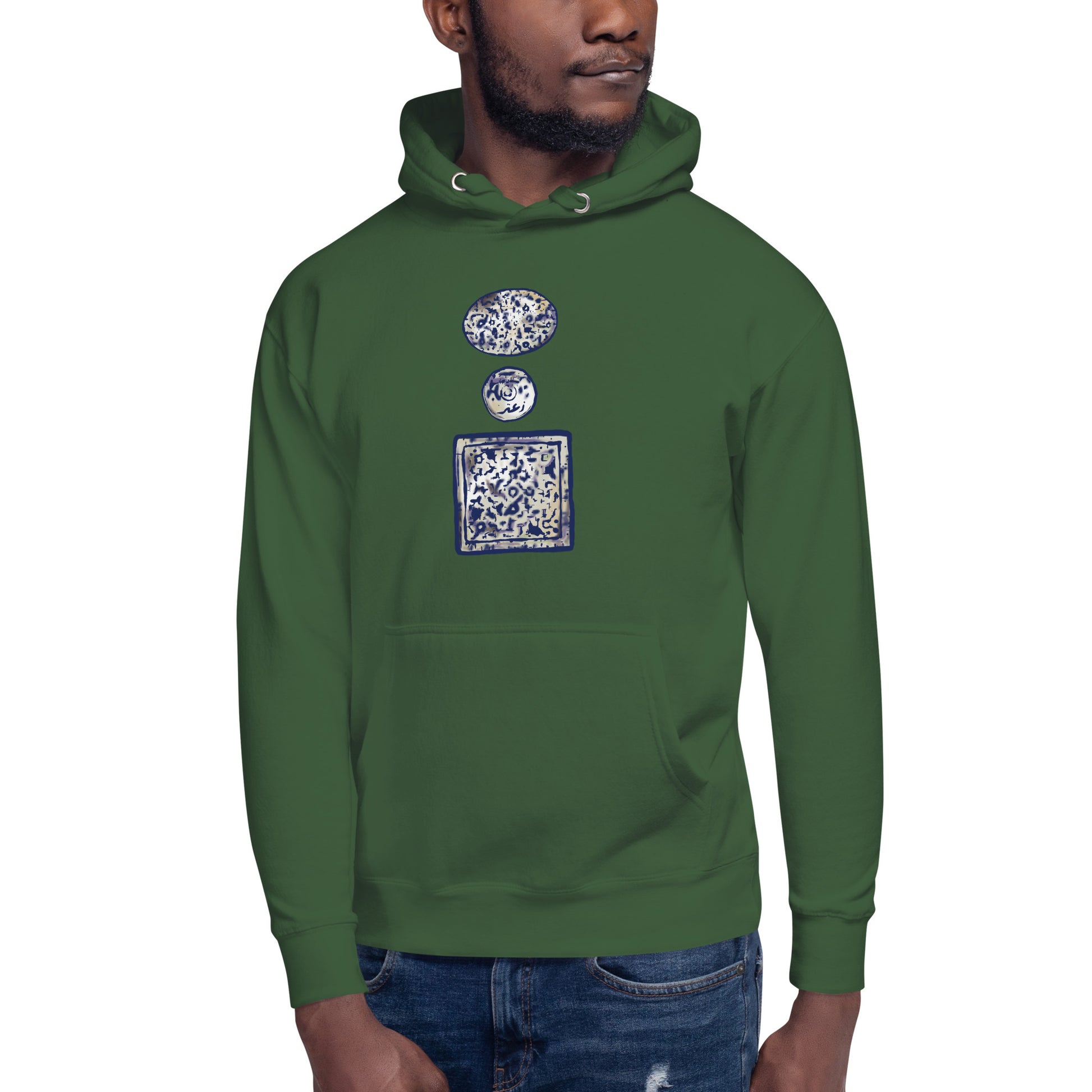 unisex cotton hoodie forest green color with palestine artwork rajaeen