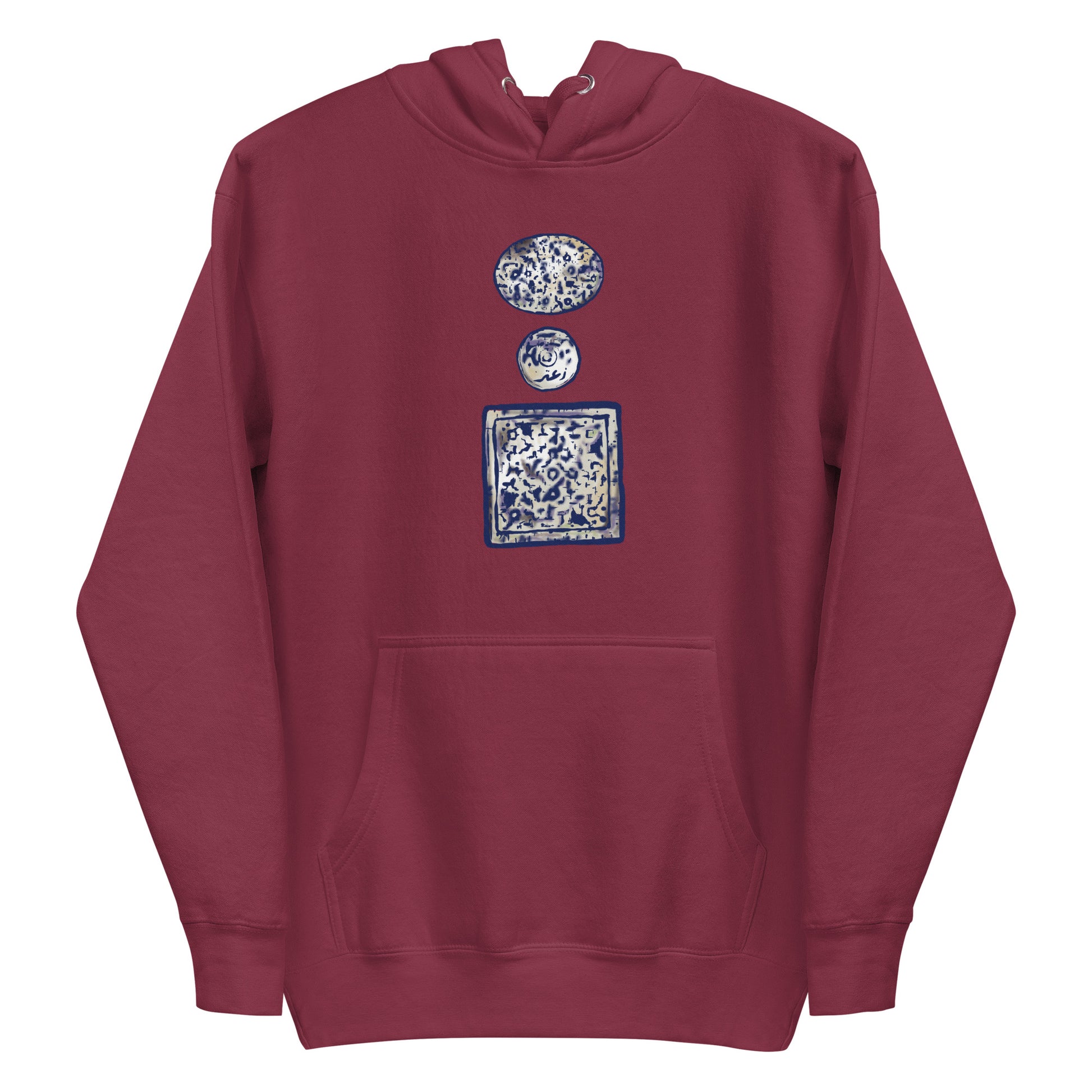 maroon unisex cotton hoodie with palestine artwork rajaeen