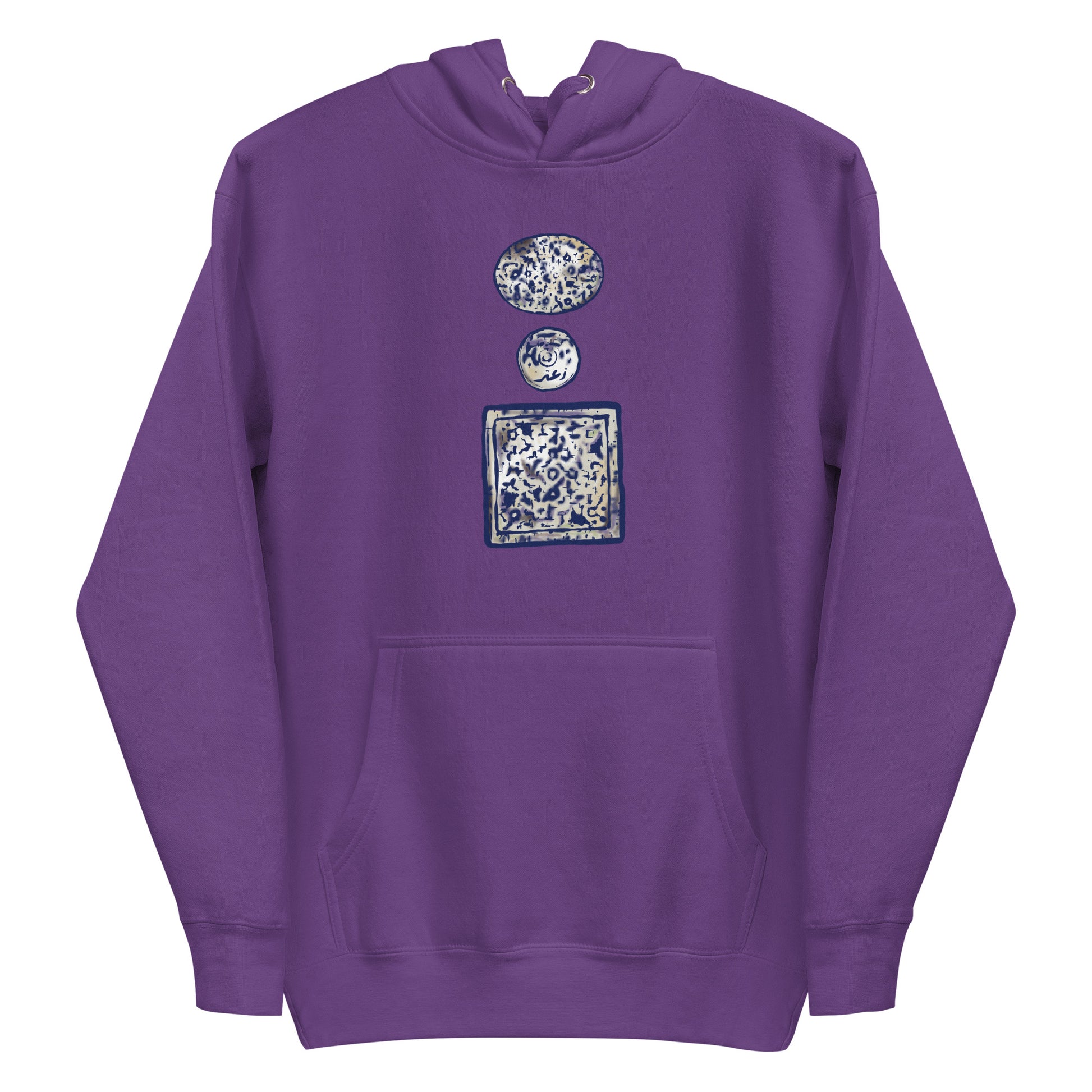 purple color unisex cotton hoodie with palestine artwork rajaeen