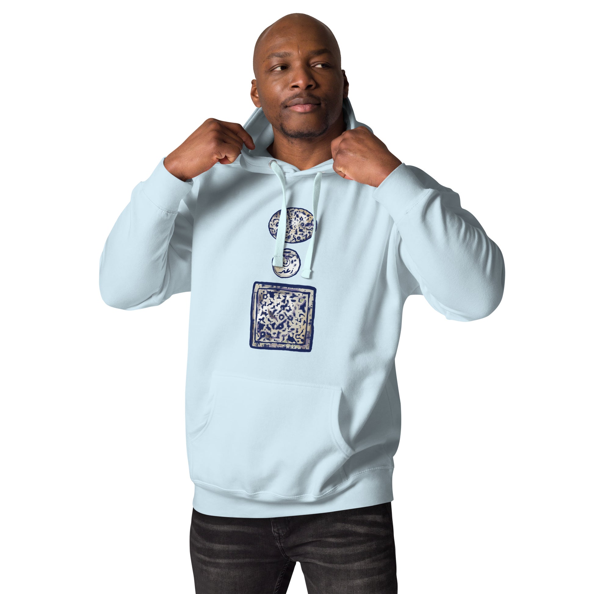 unisex cotton hoodie sky blue with palestine artwork rajaeen