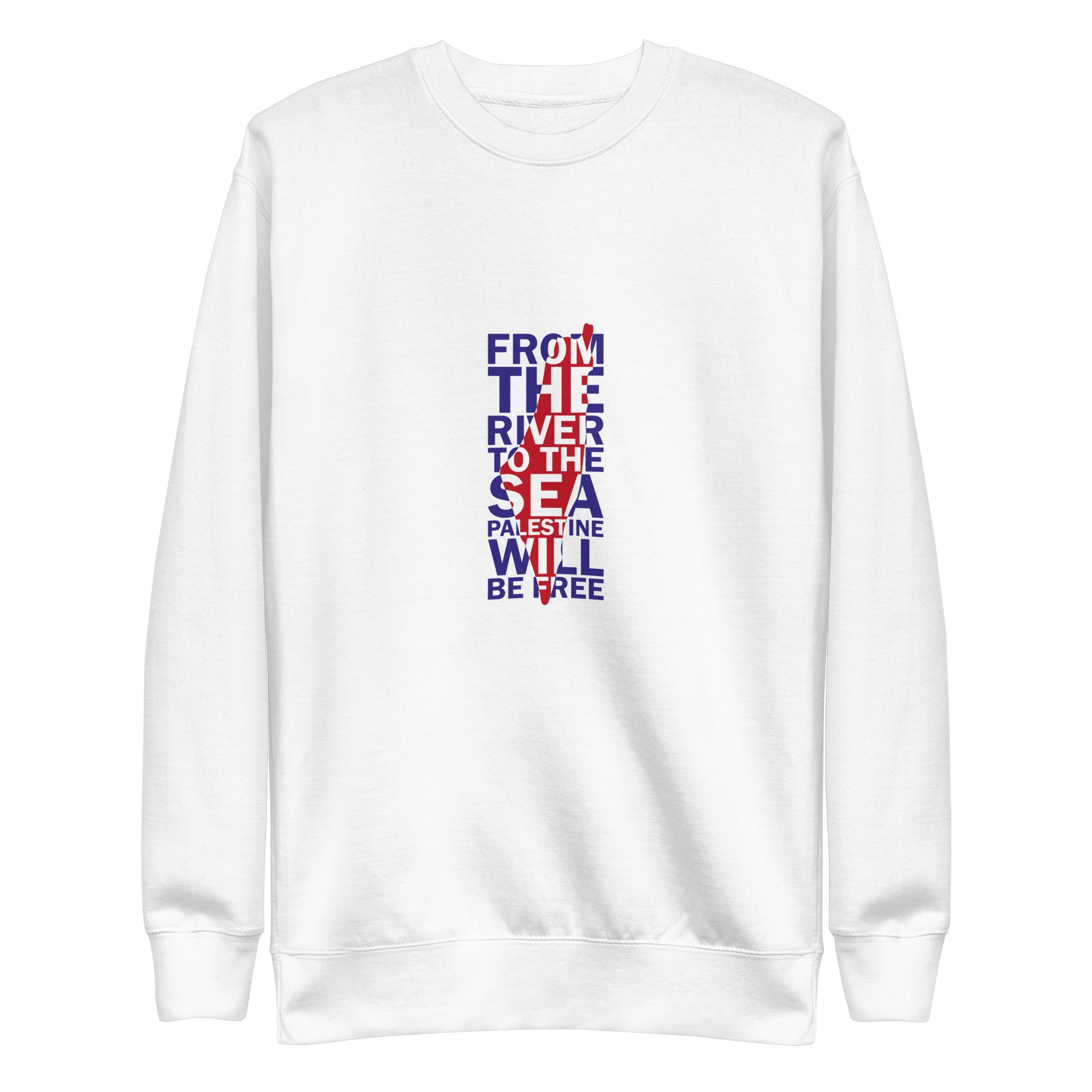 Unisex Premium Sweatshirt-Palestine Map with quotes-Designed by Palestinian Artist