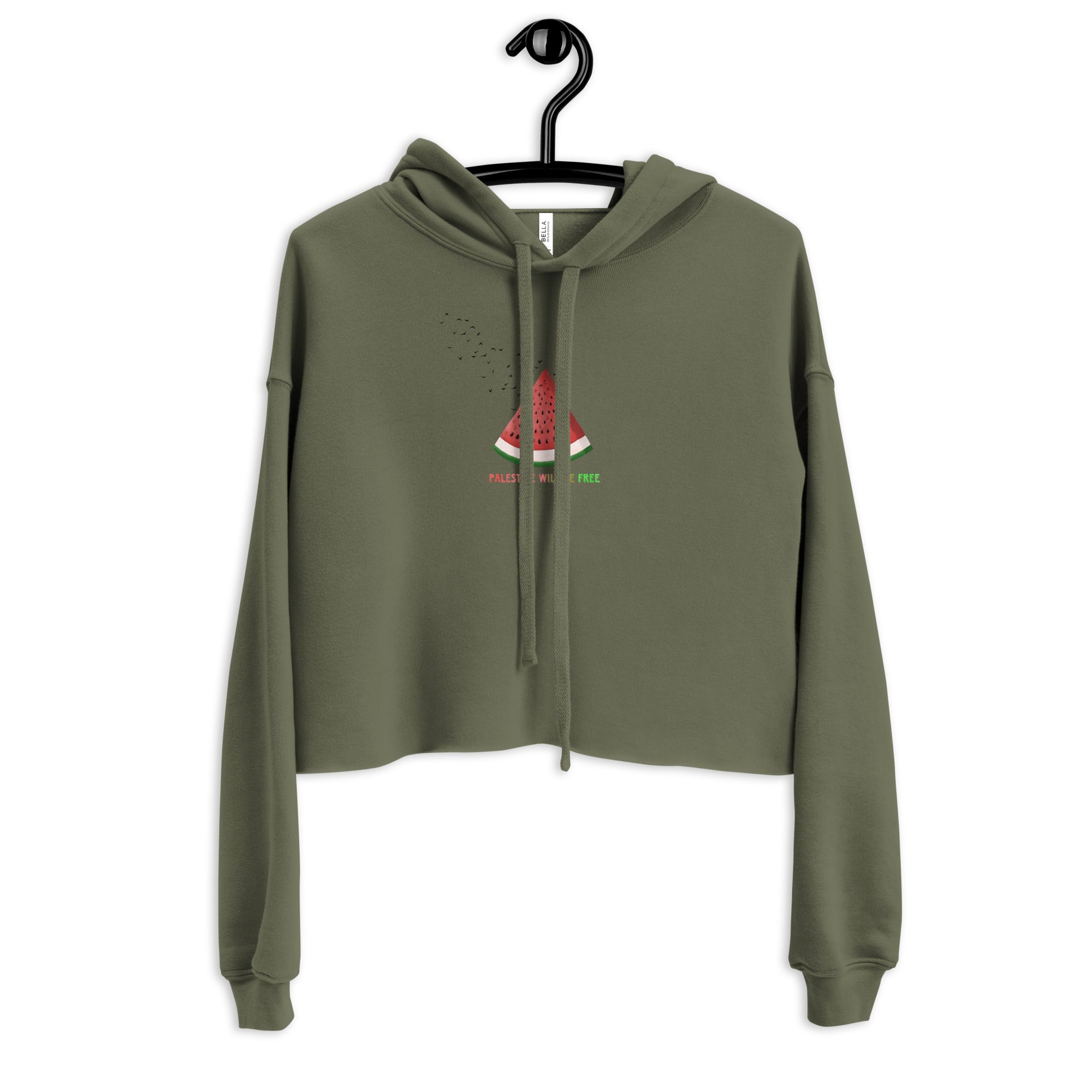 Green crop top hoodie best sale