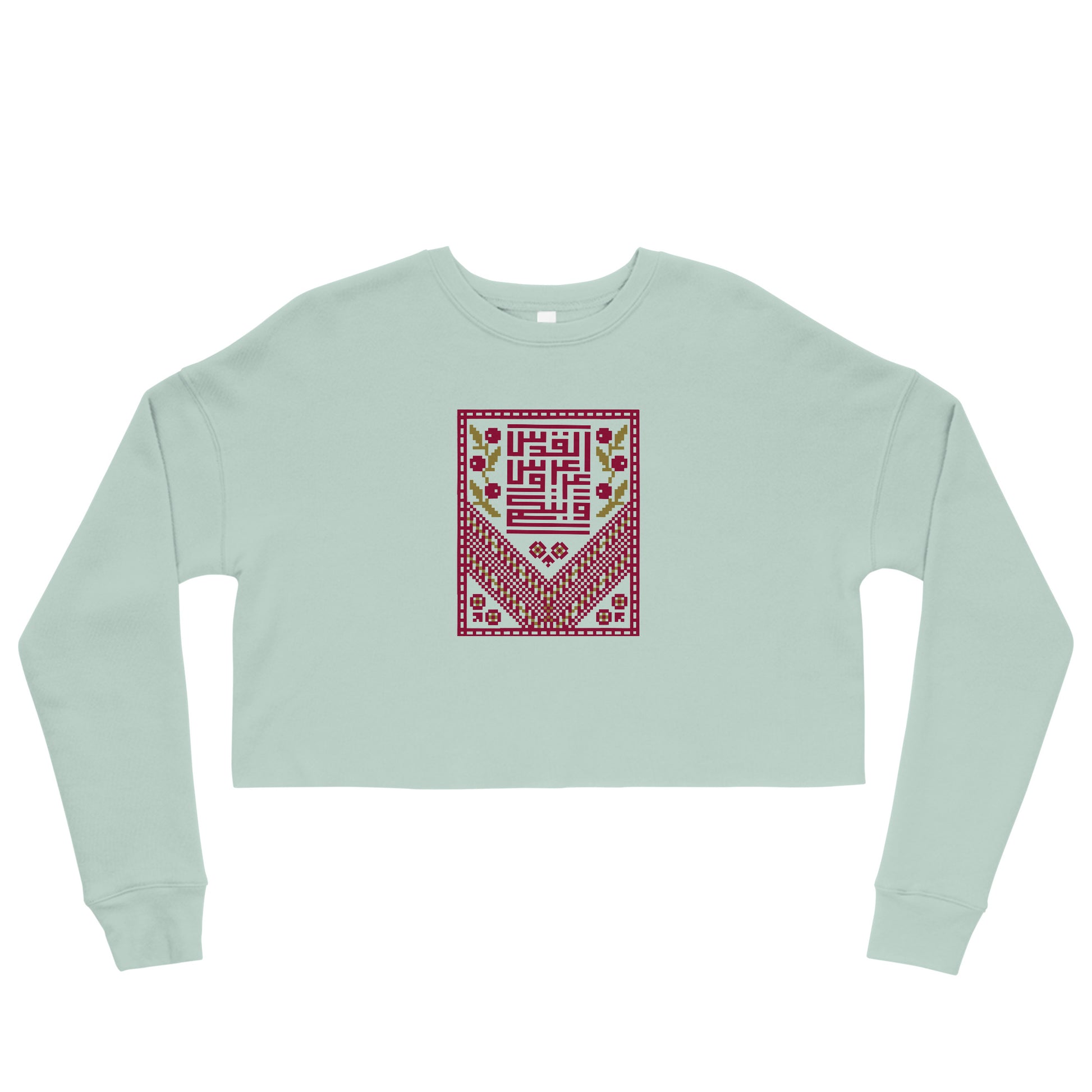 crop sweatshirt dusty blue color with tatreez design rajaeen